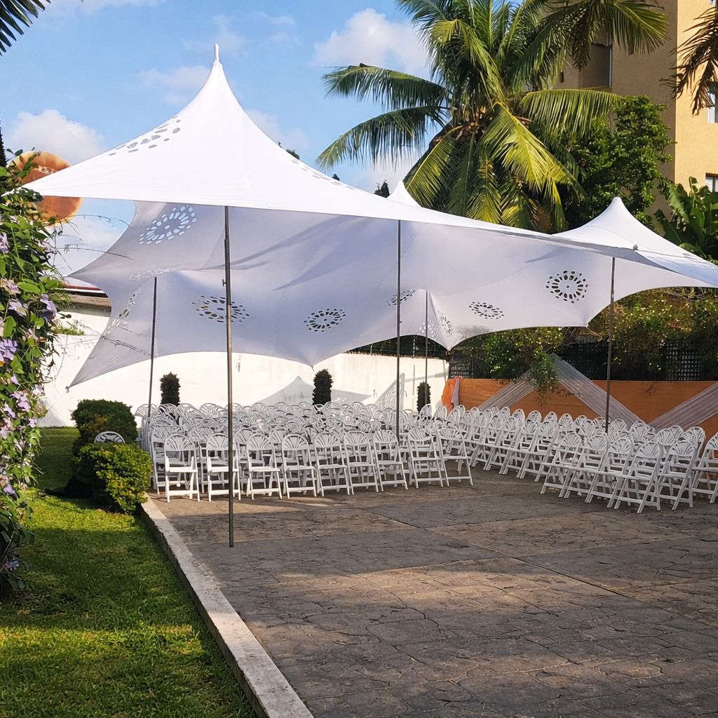 Cheese Tent Stretch Tent Fabric rental for events in Accra, Ghana - canopies category